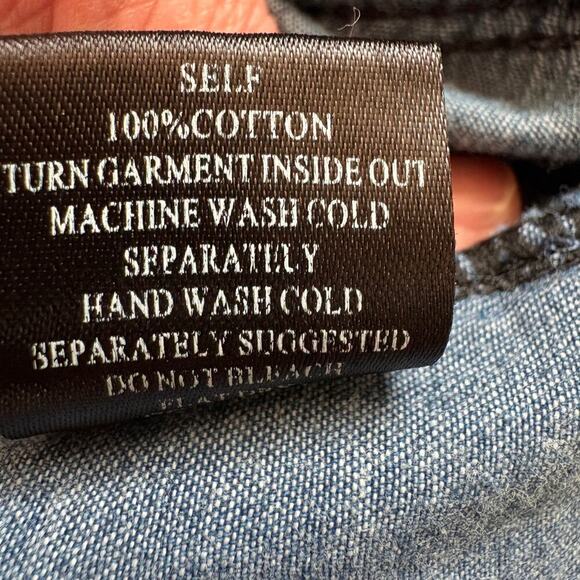 Denim Lapis  smocked maxi dress boho tiered cottagecore prairie L - Picture 9 of 11